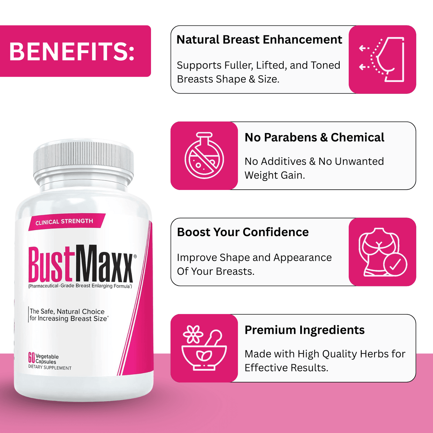 Bustmaxx Breast Size Enhancement Capsule - 60 Caps - Himalayan Beauty
