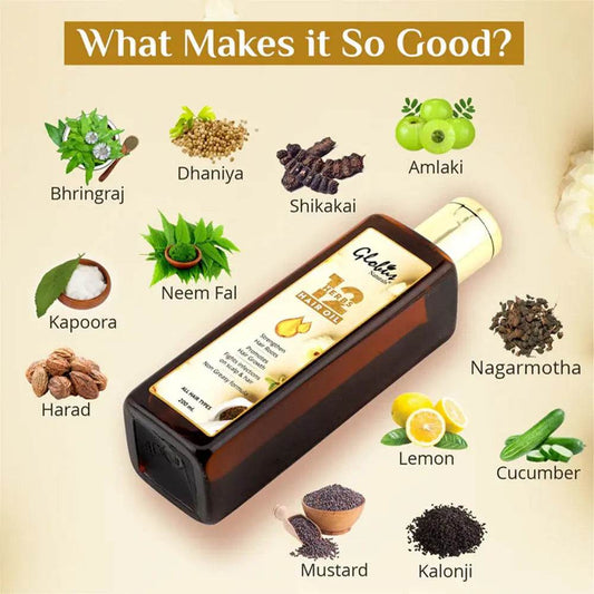 Globus Naturals 12 Herbs Hair Oil - Strengthen Hair Roots 200ml - Himalayan Beauty