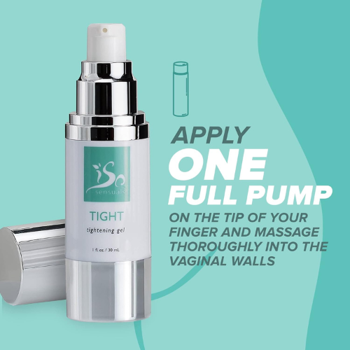 Skincare product with pump and application instructions on a teal background