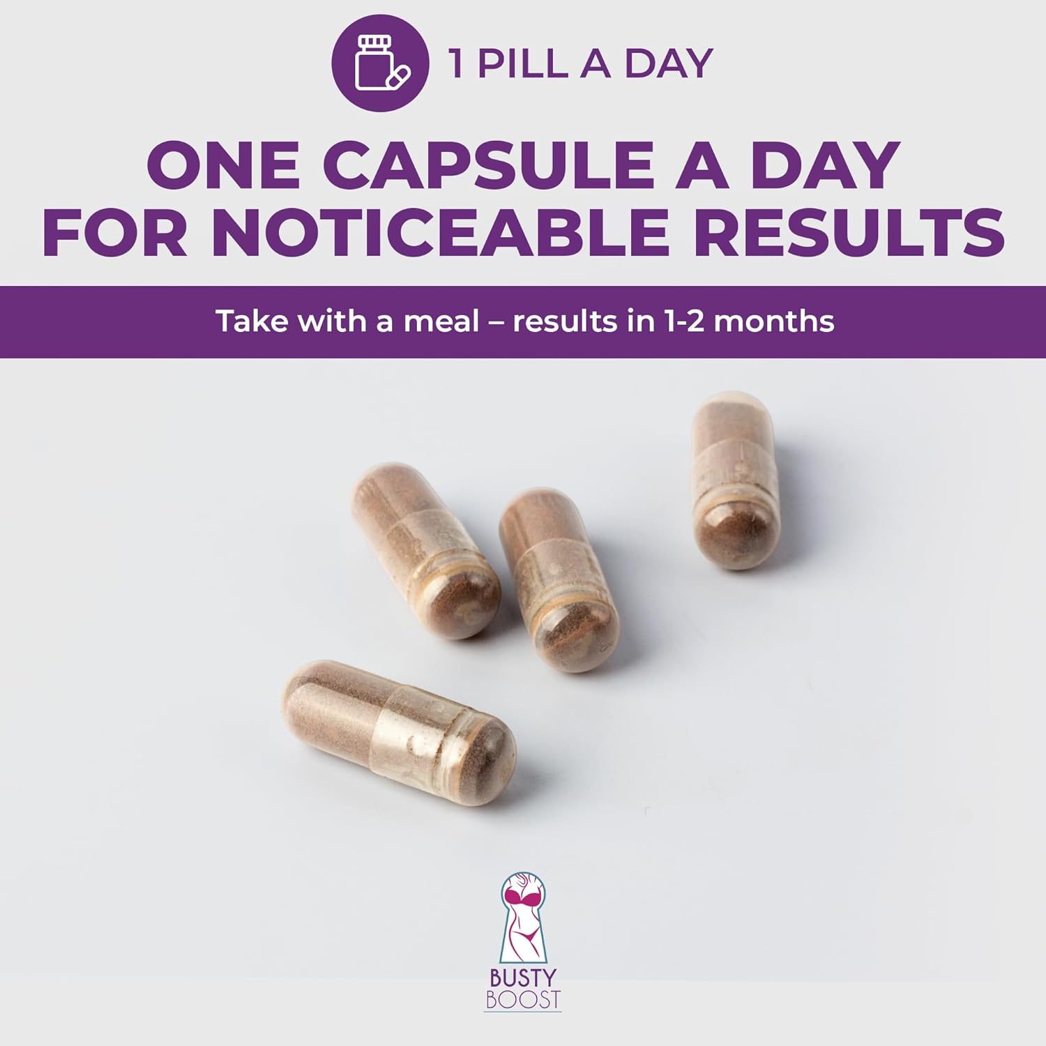 Capsules with promotional text for a supplement on a white background