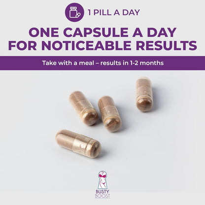 Capsules with promotional text for a supplement on a white background