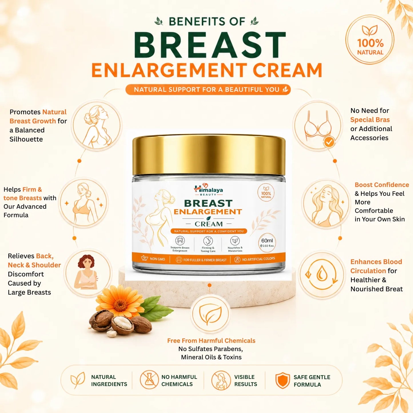 Himalaya Beauty Breast Enlargement Cream – Natural Breast Care, Enhance & Uplifting Breast Cream for Women – 60ml