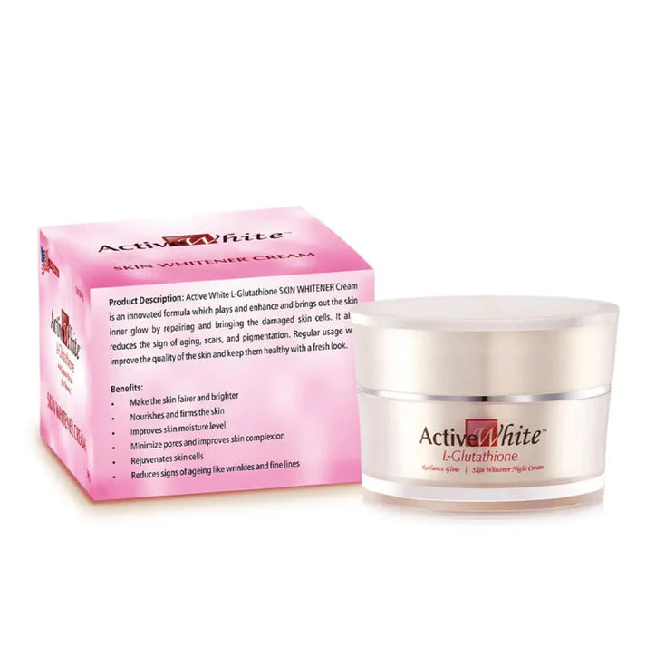 Active White skin whitening cream with packaging on a white background