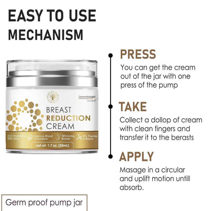 Breast reduction cream jar with instructions on how to use it