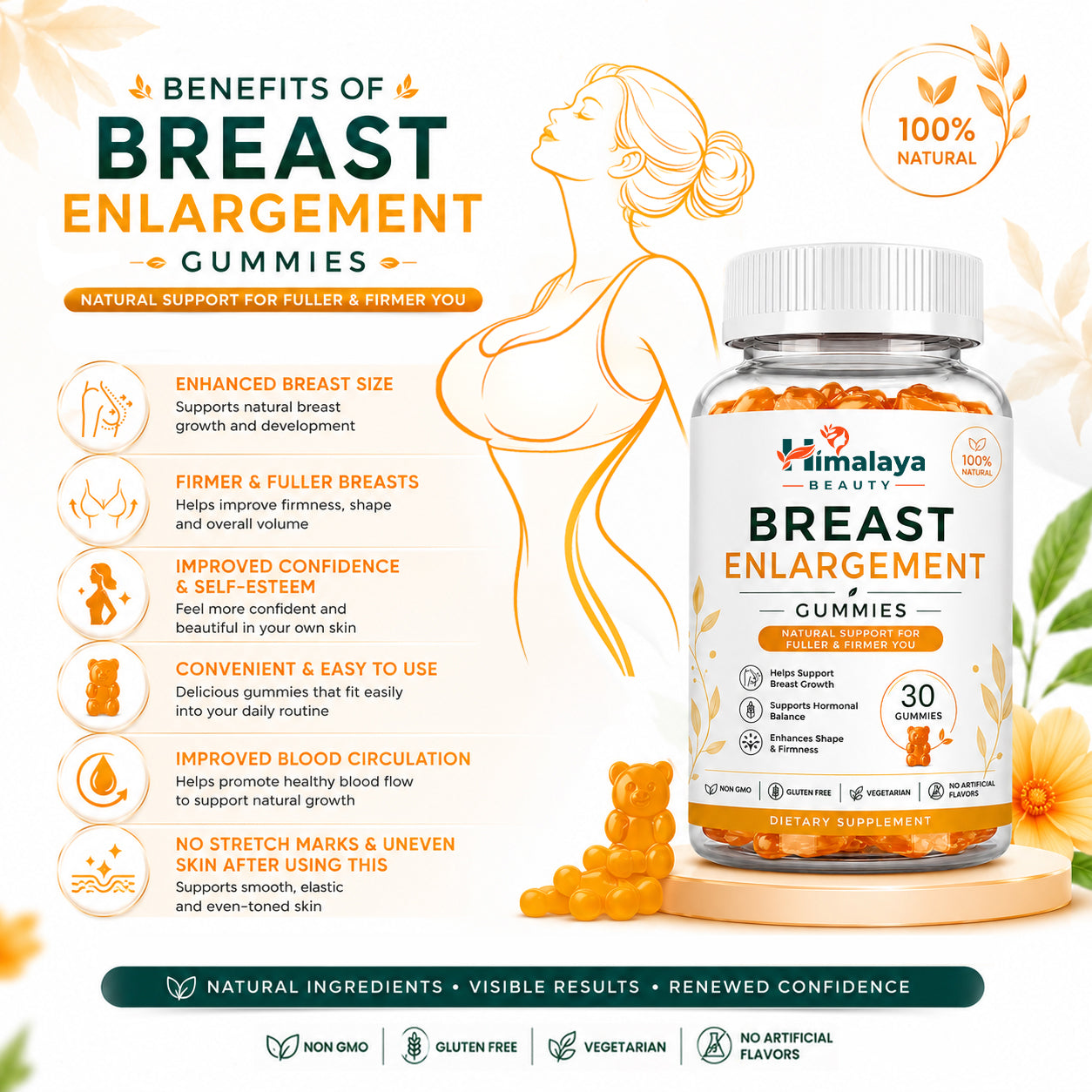 Himalaya Beauty Breast Enlargement Gummies – 30 Natural Gummies