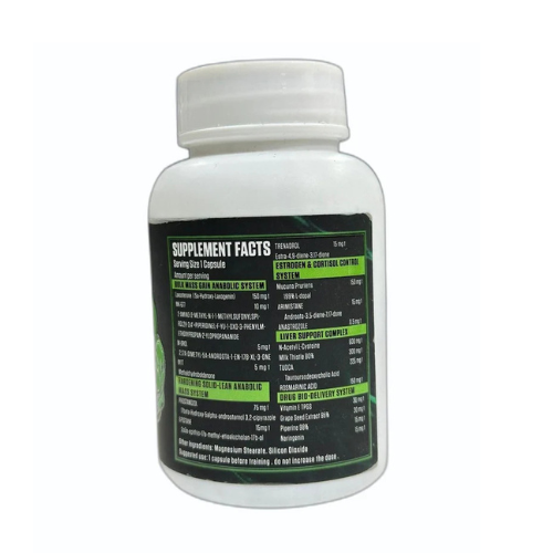 Supplement bottle with a label on a white background