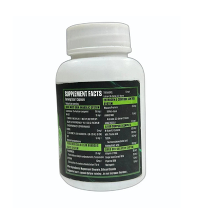 Supplement bottle with a label on a white background