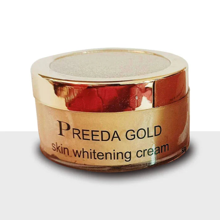 Preeda Gold skin whitening cream jar on a white background