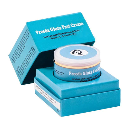 Preeda Gluta Fast Cream in a blue box on a white background